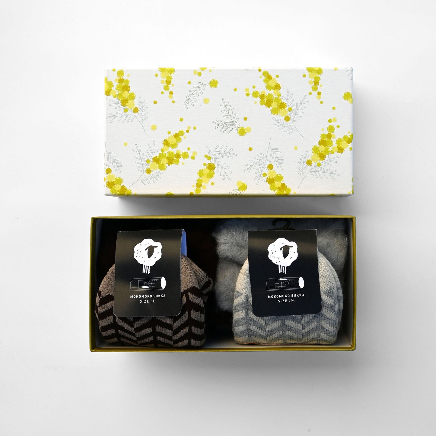 【GIFT SET】もこもこソックス〈ヘリンボーン〉2足（22.5–25cm／26–28.5cm）BOX入