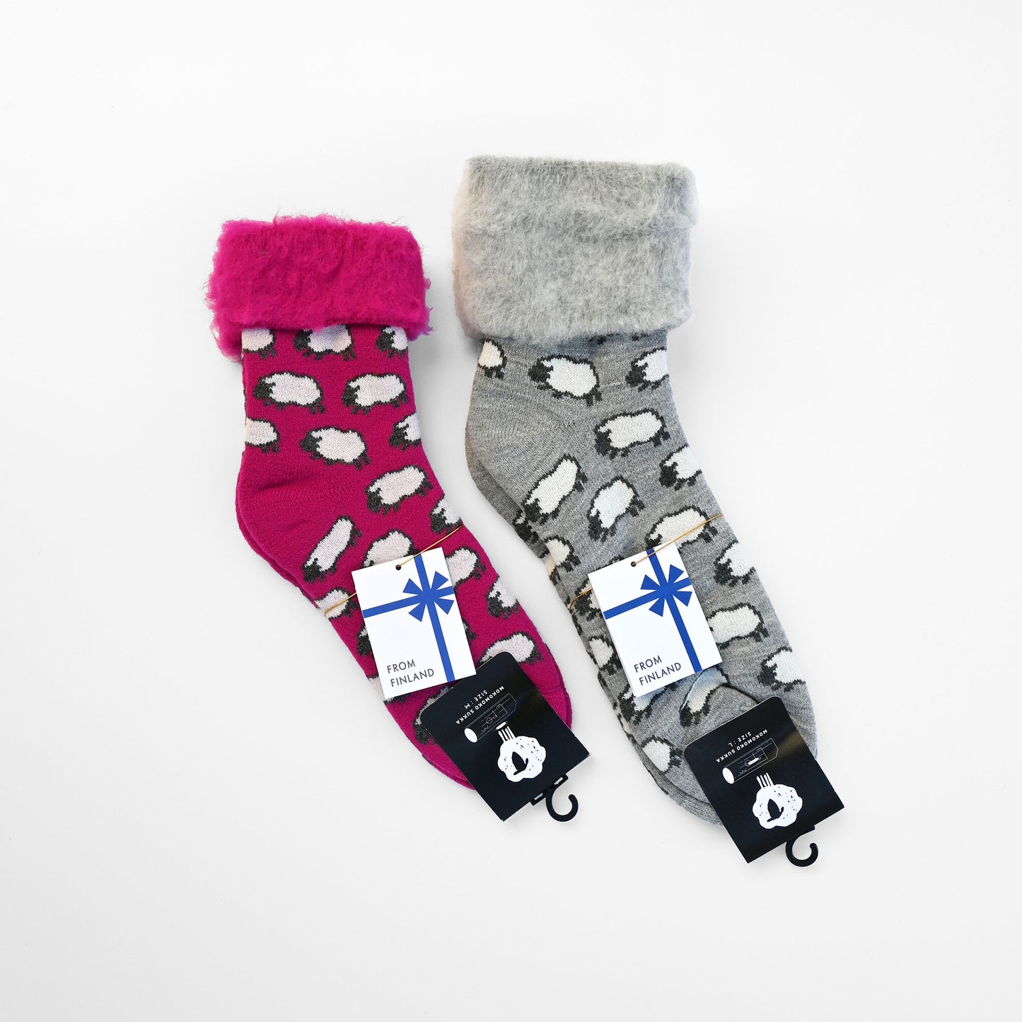 【GIFT SET】もこもこソックス〈ひつじ〉2足（22.5–25cm／26–28.5cm）BOX入