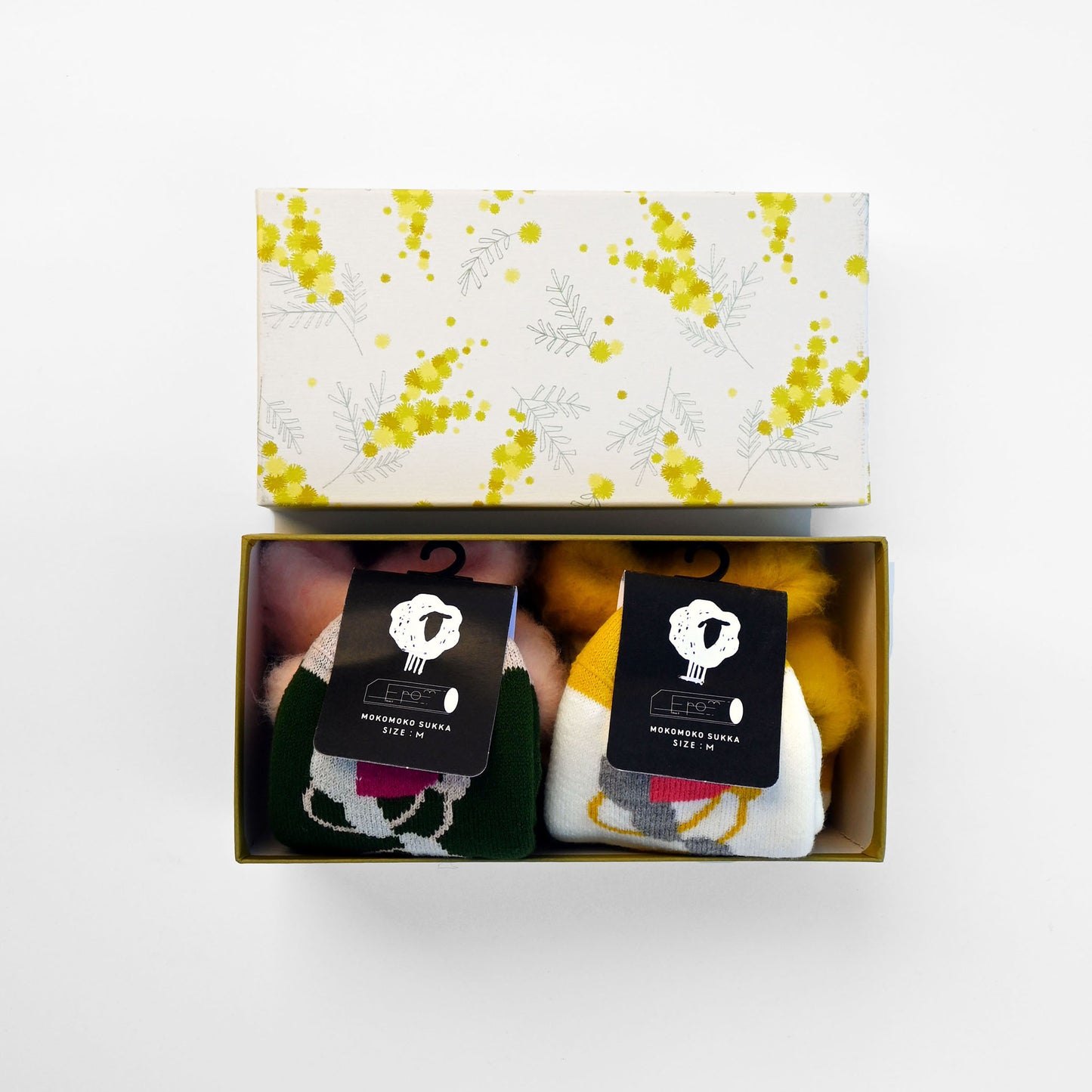 【GIFT SET】もこもこソックス〈マッシュルーム〉2足（22.5–25cm）BOX入