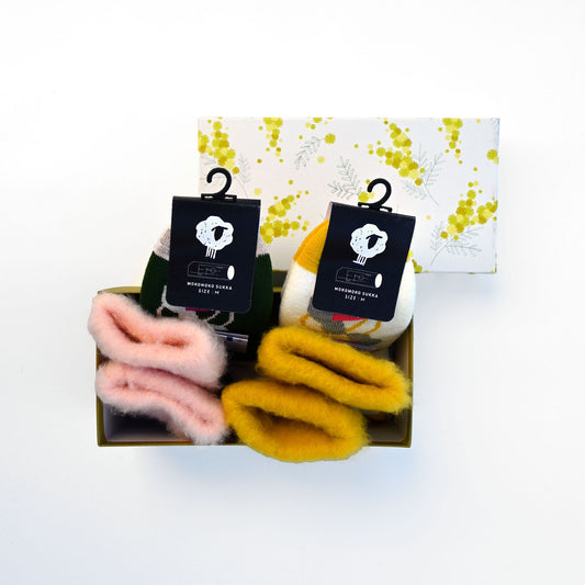 【GIFT SET】もこもこソックス〈マッシュルーム〉2足（22.5–25cm）BOX入