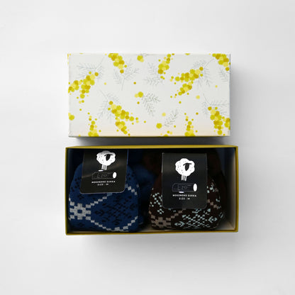 【GIFT SET】もこもこソックス〈雪の結晶〉2足（22.5–25cm）BOX入