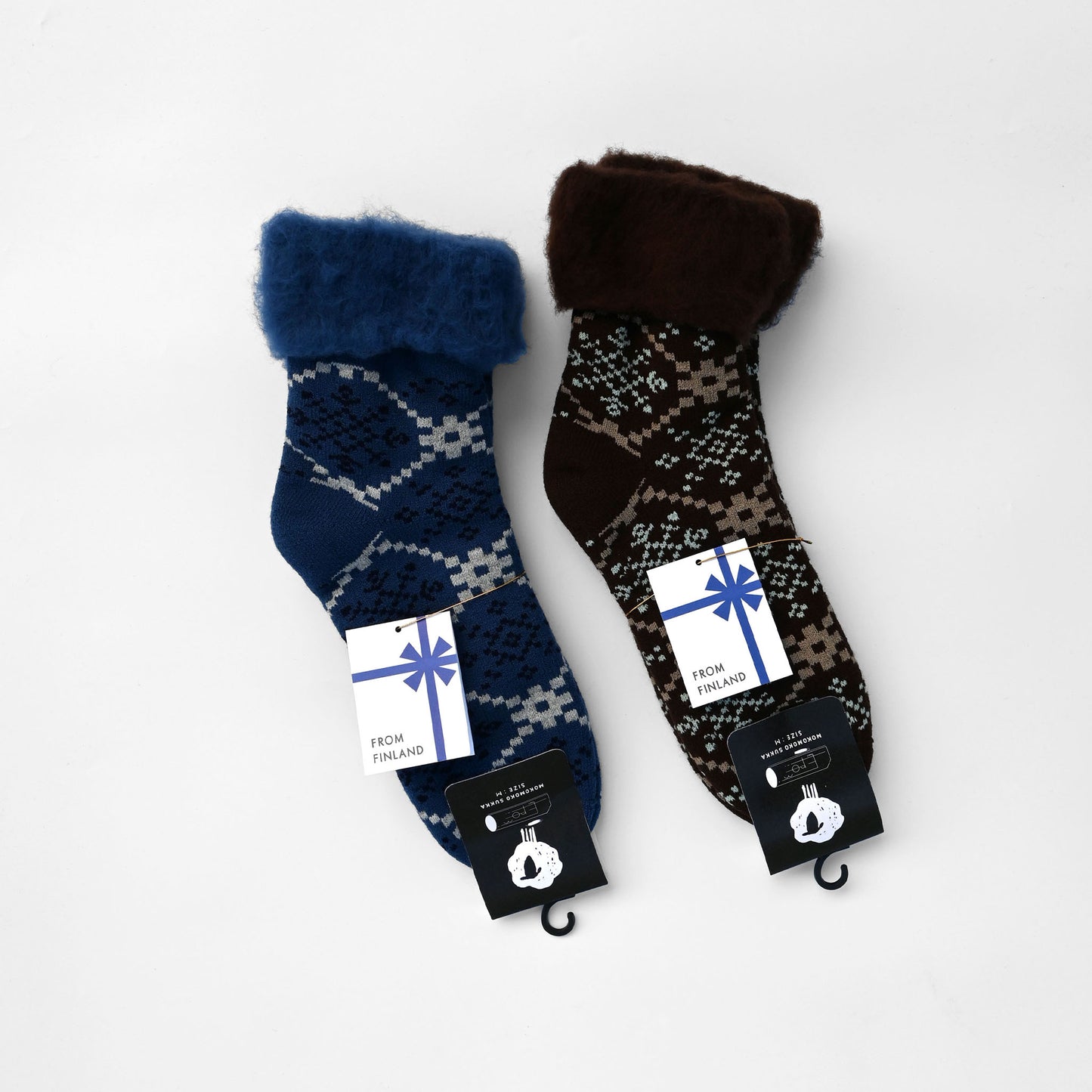 【GIFT SET】もこもこソックス〈雪の結晶〉2足（22.5–25cm）BOX入