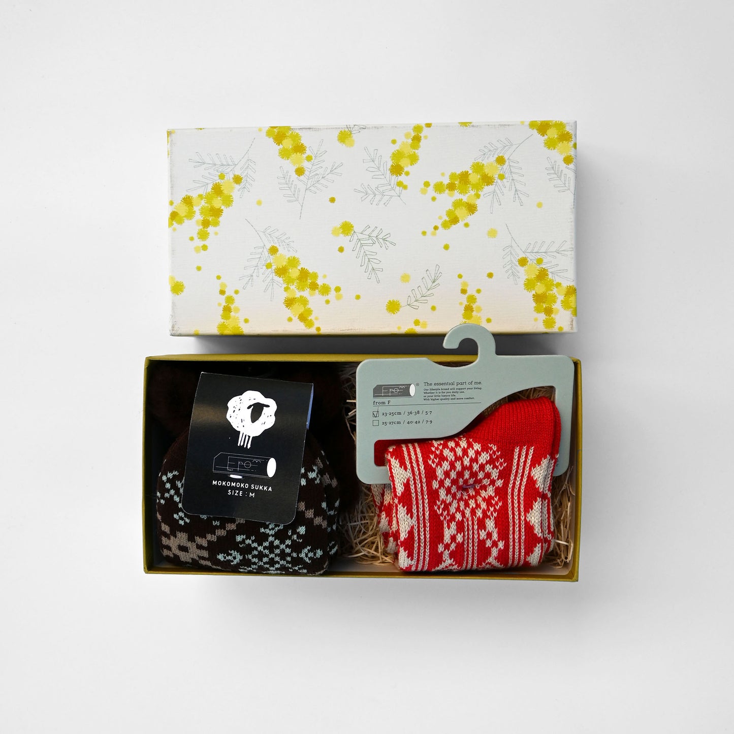 【GIFT SET】もこもこソックス〈雪の結晶〉／クルー丈ソックス〈あじさい〉各1足｜BOX入